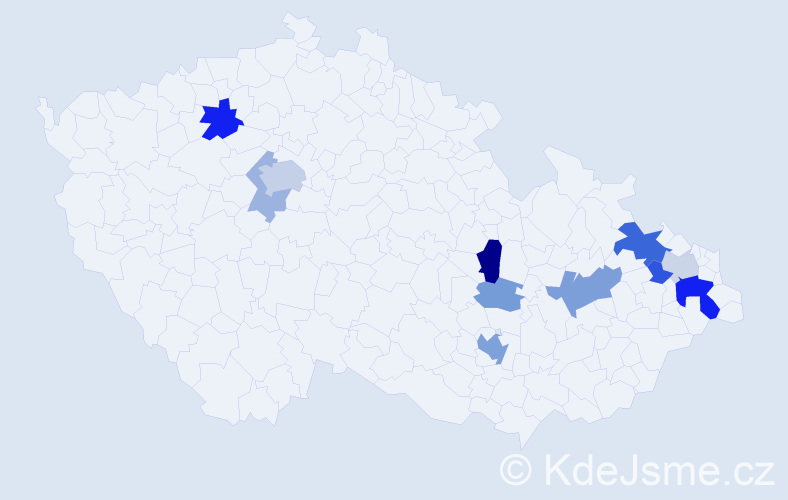 Příjmení: 'Elbelová', počet výskytů 25 v celé ČR