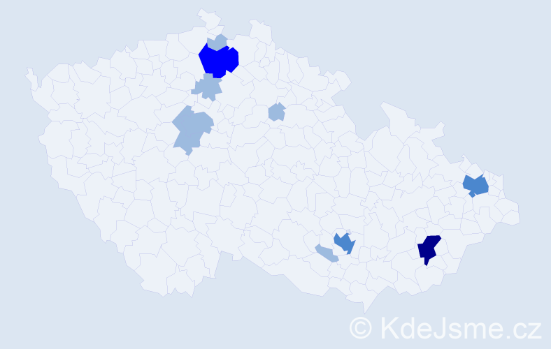 Příjmení: 'Penčevová', počet výskytů 17 v celé ČR