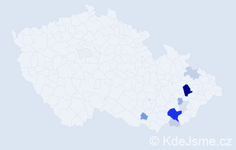 Příjmení: 'Řimák', počet výskytů 31 v celé ČR