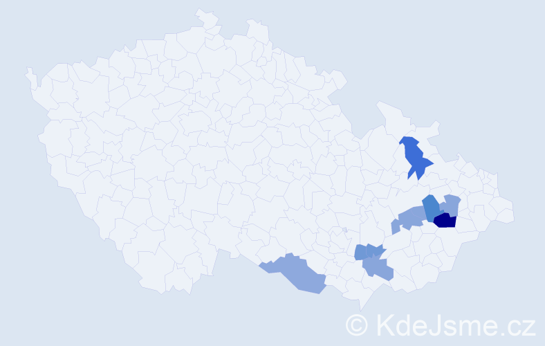 Příjmení: 'Vinklar', počet výskytů 33 v celé ČR
