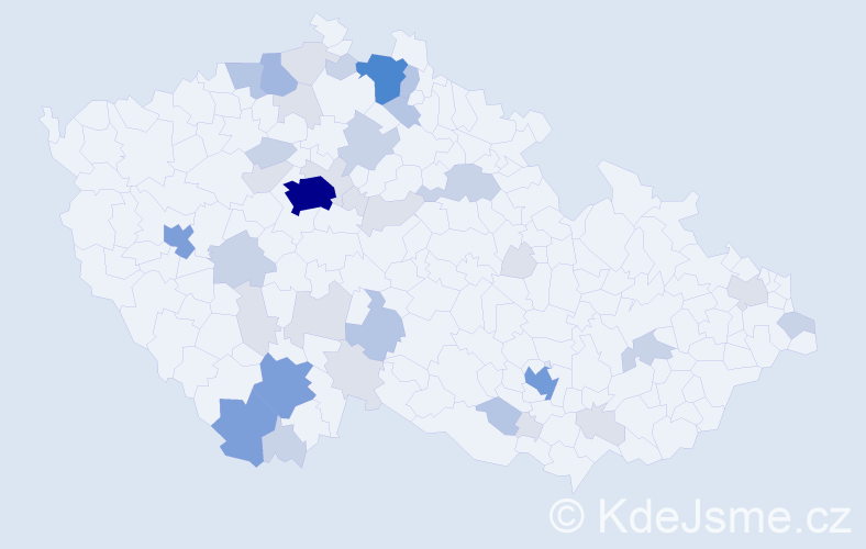 Příjmení: 'Wiener', počet výskytů 114 v celé ČR