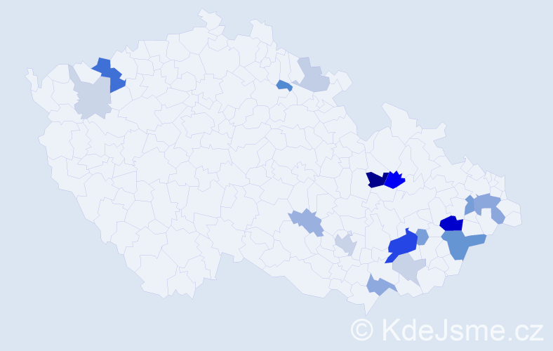 Příjmení: 'Bazalka', počet výskytů 43 v celé ČR
