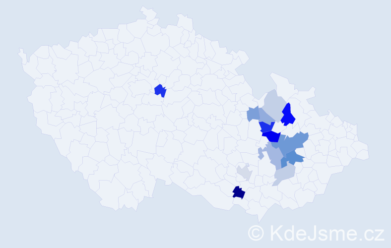 Příjmení: 'Kadláček', počet výskytů 30 v celé ČR