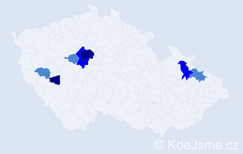 Příjmení: 'Dětková', počet výskytů 14 v celé ČR