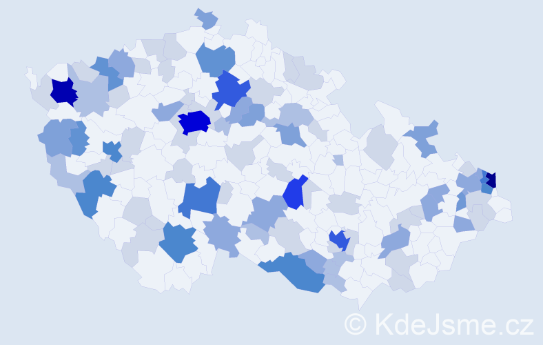 Příjmení: 'Szabóová', počet výskytů 254 v celé ČR