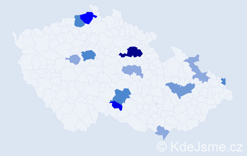 Příjmení: 'Bulák', počet výskytů 36 v celé ČR