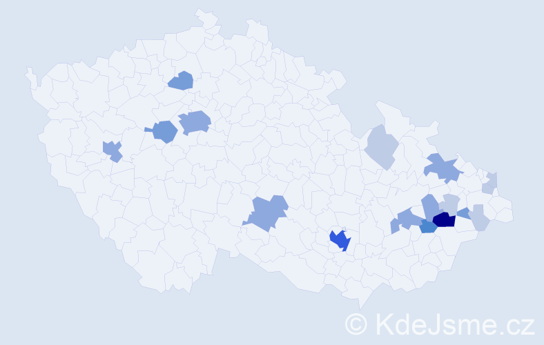 Příjmení: 'Slimáčková', počet výskytů 47 v celé ČR