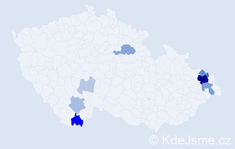 Příjmení: 'Vontor', počet výskytů 40 v celé ČR