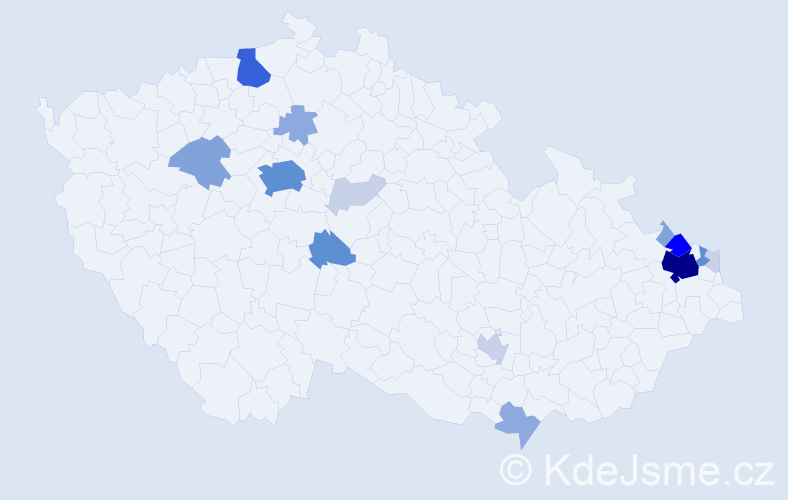 Příjmení: 'Skiba', počet výskytů 56 v celé ČR