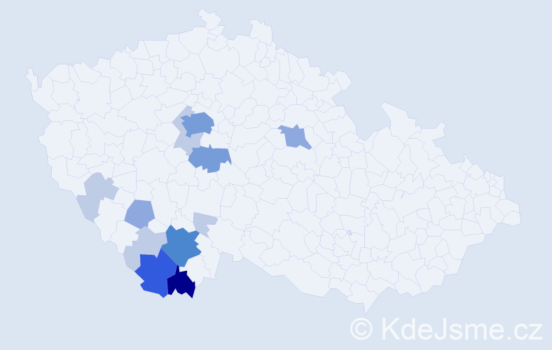 Příjmení: 'Plzová', počet výskytů 35 v celé ČR