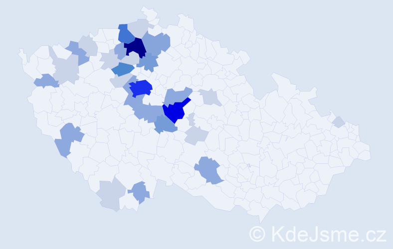 Příjmení: 'Mikyna', počet výskytů 85 v celé ČR