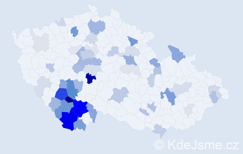 Příjmení: 'Vačkářová', počet výskytů 178 v celé ČR