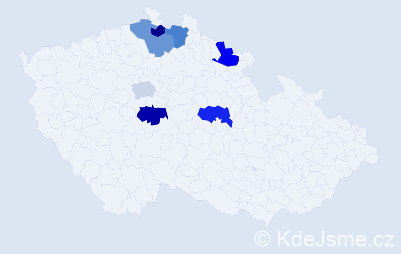 Příjmení: 'Vychroňová', počet výskytů 13 v celé ČR