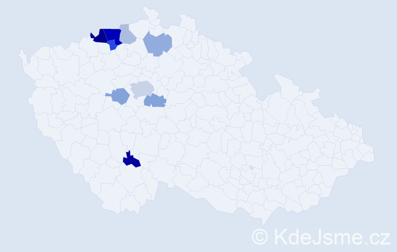 Příjmení: 'Gaubeová', počet výskytů 19 v celé ČR