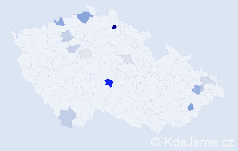 Příjmení: 'Károlyi', počet výskytů 30 v celé ČR