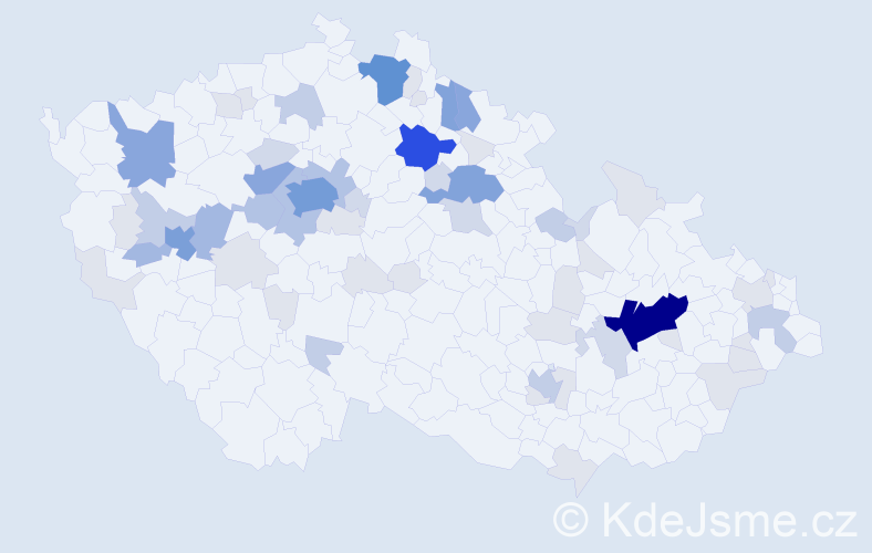 Příjmení: 'Vraštilová', počet výskytů 197 v celé ČR