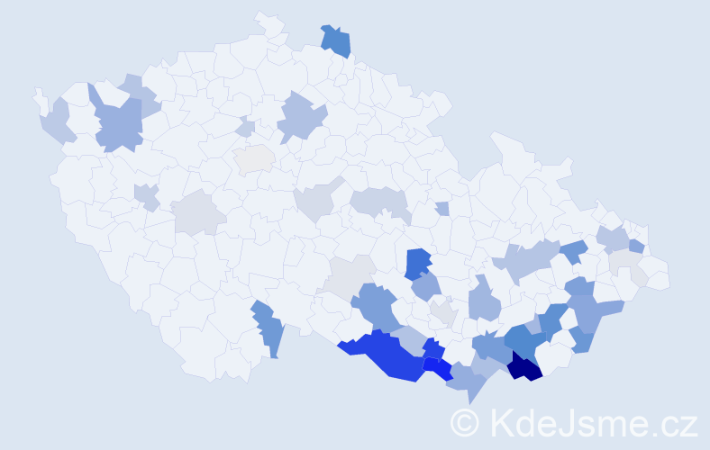 Příjmení: 'Pavlačka', počet výskytů 168 v celé ČR