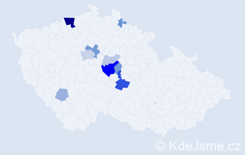 Příjmení: 'Červencl', počet výskytů 34 v celé ČR