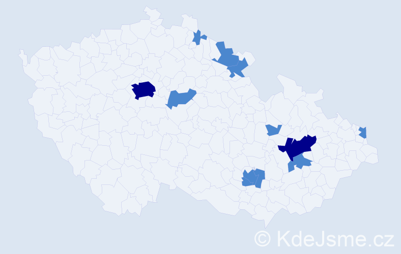 Příjmení: 'Sowa', počet výskytů 15 v celé ČR