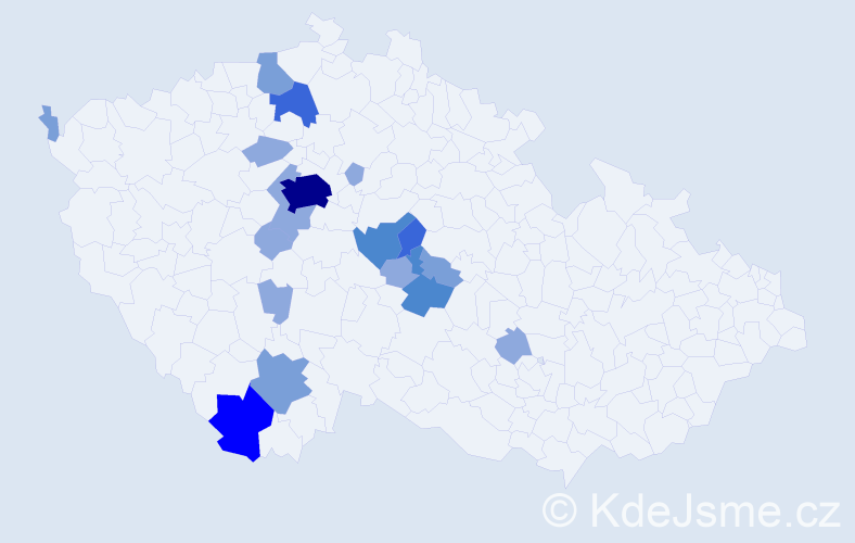 Příjmení: 'Kroufek', počet výskytů 41 v celé ČR