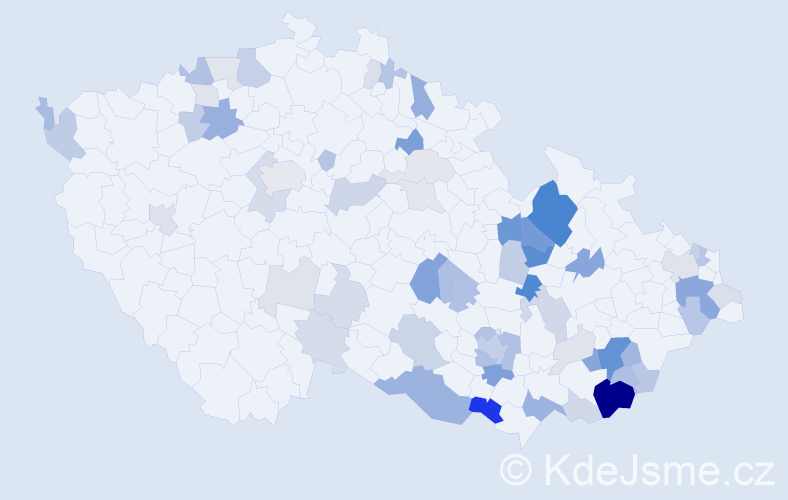 Příjmení: 'Mičová', počet výskytů 159 v celé ČR