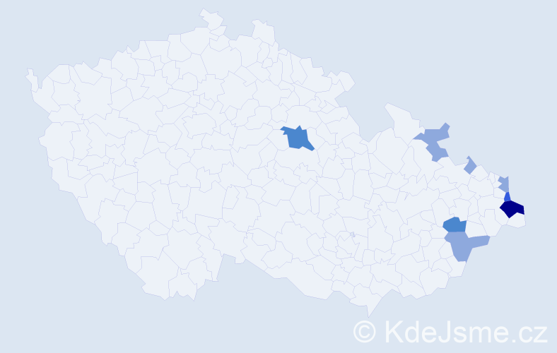 Příjmení: 'Kozoková', počet výskytů 16 v celé ČR