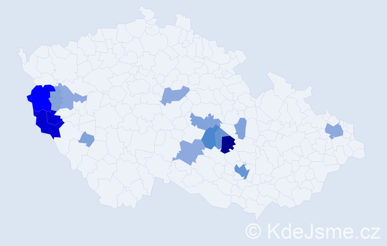 Příjmení: 'Klukan', počet výskytů 52 v celé ČR