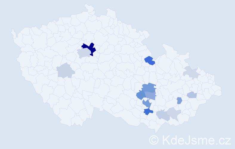 Příjmení: 'Krkavec', počet výskytů 55 v celé ČR