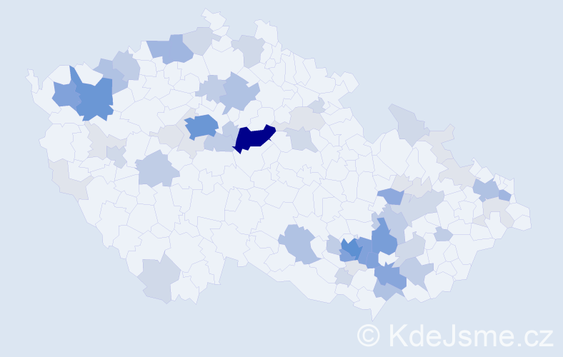 Příjmení: 'Čáslavová', počet výskytů 206 v celé ČR