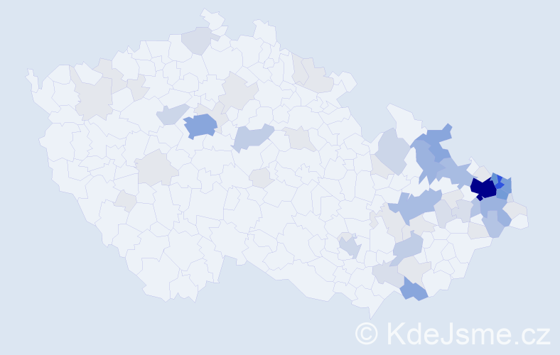 Příjmení: 'Svrčinová', počet výskytů 217 v celé ČR