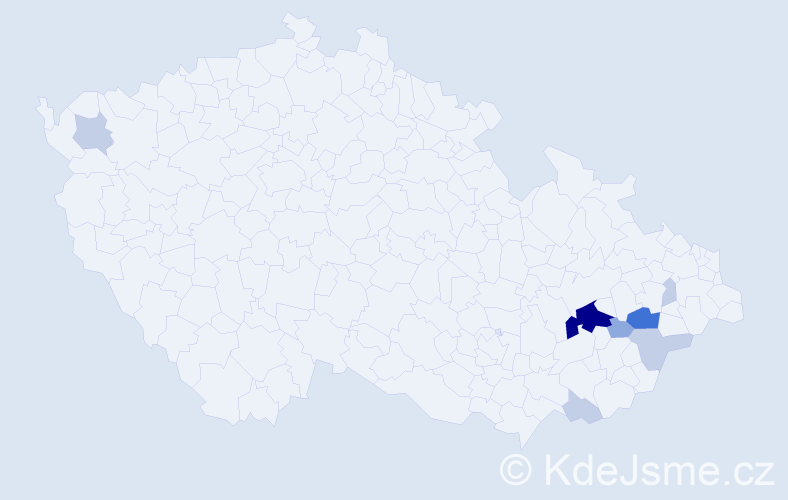 Příjmení: 'Dermíšková', počet výskytů 23 v celé ČR