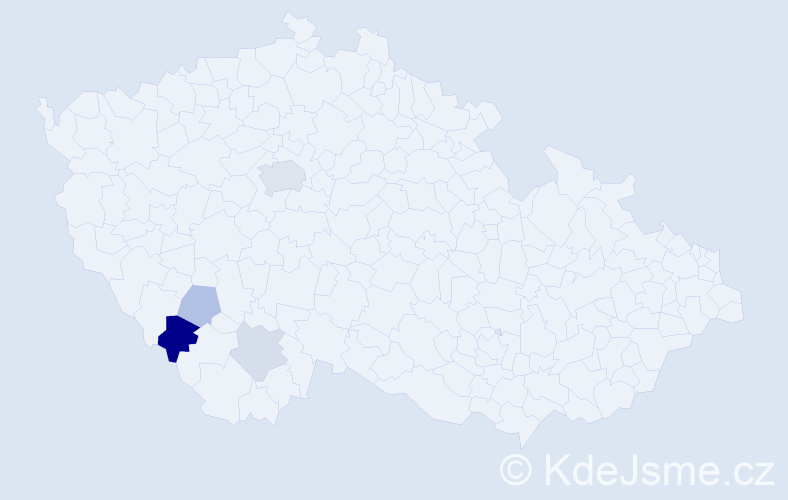 Příjmení: 'Hůlovec', počet výskytů 9 v celé ČR