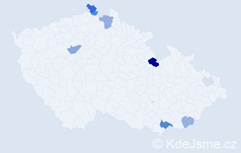 Příjmení: 'Kotian', počet výskytů 15 v celé ČR