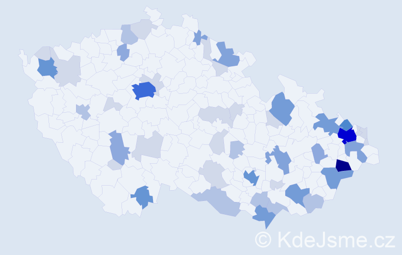 Příjmení: 'Hoferová', počet výskytů 147 v celé ČR