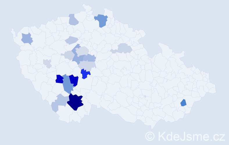 Příjmení: 'Čalounová', počet výskytů 78 v celé ČR