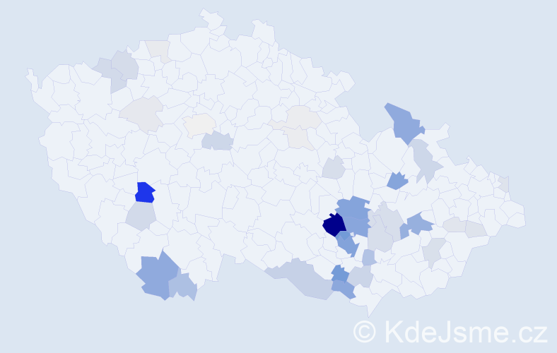 Příjmení: 'Doušková', počet výskytů 166 v celé ČR