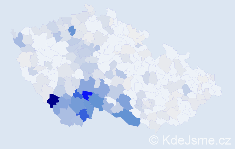 Příjmení: 'Hanzal', počet výskytů 878 v celé ČR