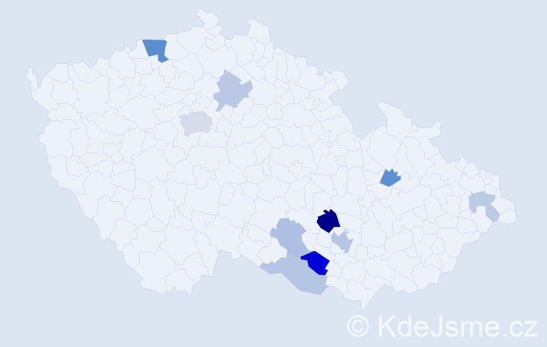 Příjmení: 'Bezegová', počet výskytů 21 v celé ČR