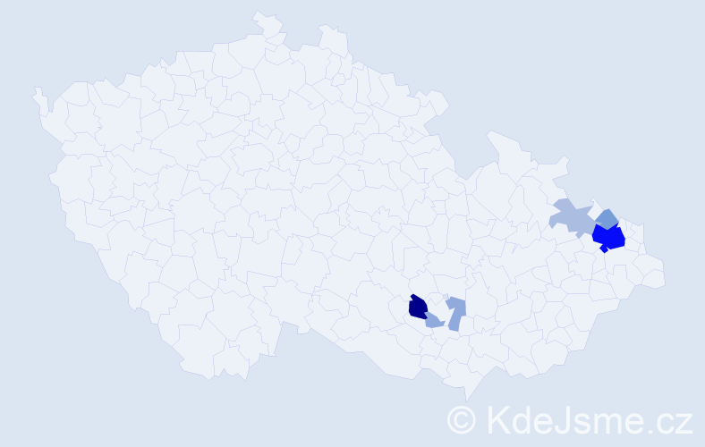 Příjmení: 'Čašová', počet výskytů 18 v celé ČR