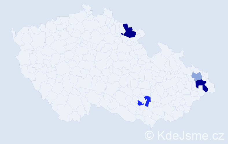 Příjmení: 'Kudlejová', počet výskytů 11 v celé ČR