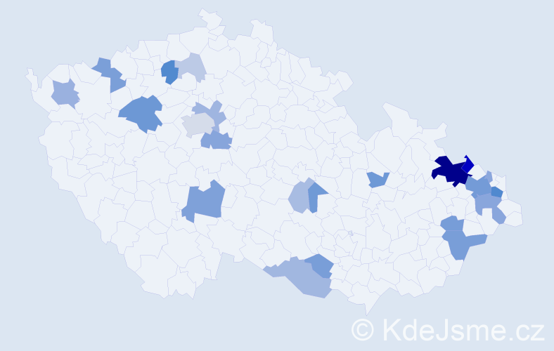 Příjmení: 'Kristianová', počet výskytů 70 v celé ČR