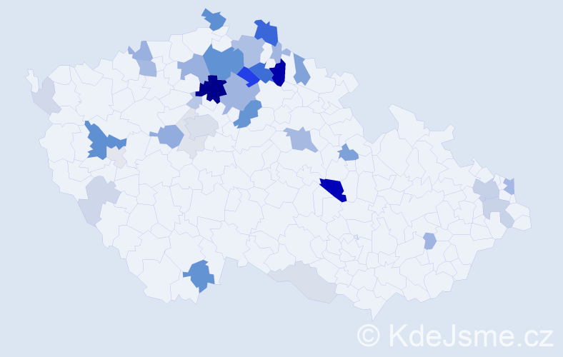 Příjmení: 'Vajs', počet výskytů 114 v celé ČR