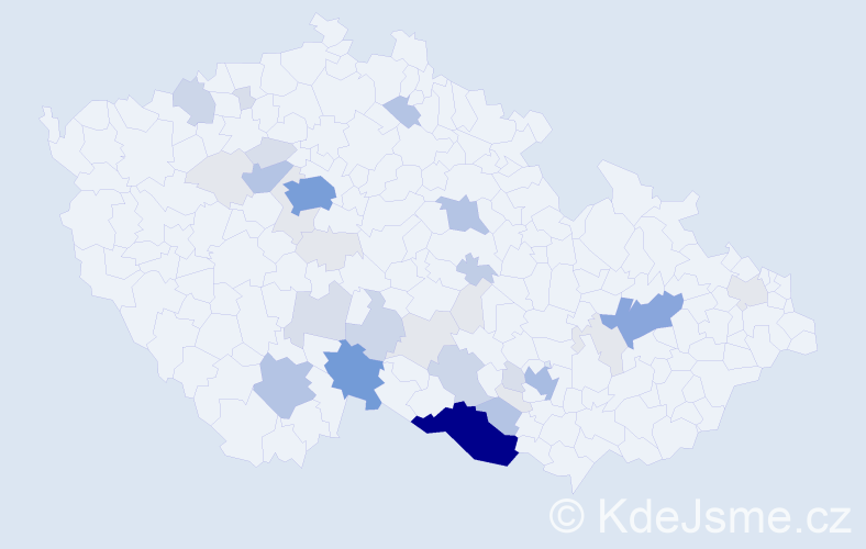 Příjmení: 'Tunka', počet výskytů 135 v celé ČR