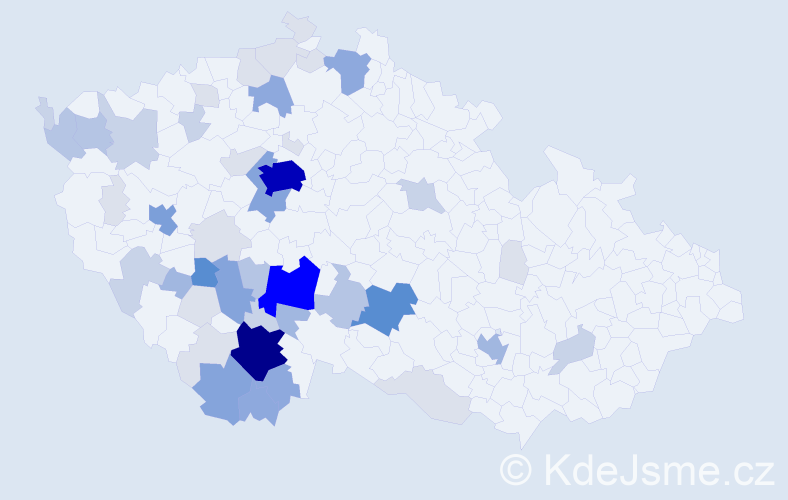 Příjmení: 'Cvachová', počet výskytů 186 v celé ČR