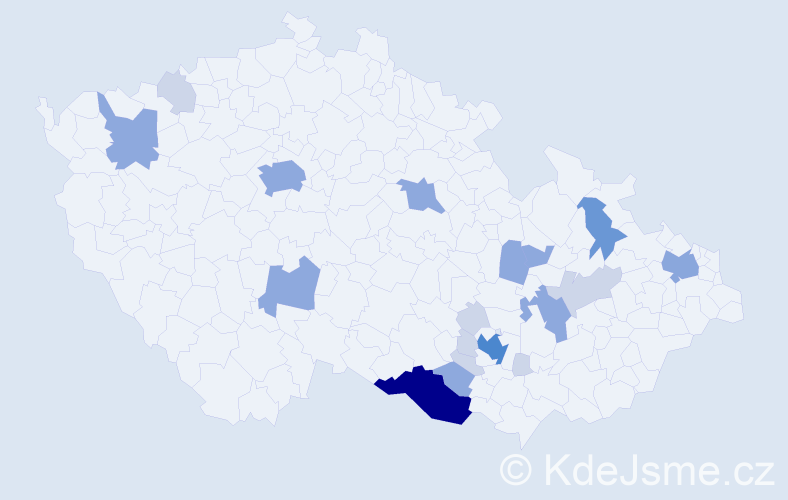 Příjmení: 'Potácel', počet výskytů 51 v celé ČR