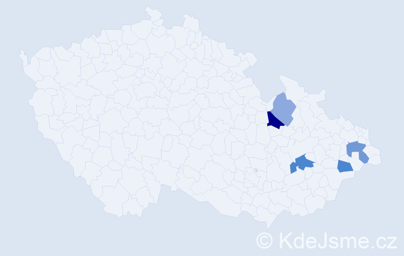 Příjmení: 'Majstryszinová', počet výskytů 15 v celé ČR