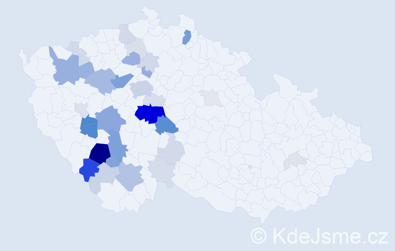 Příjmení: 'Český', počet výskytů 122 v celé ČR