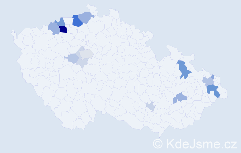 Příjmení: 'Hajasová', počet výskytů 48 v celé ČR