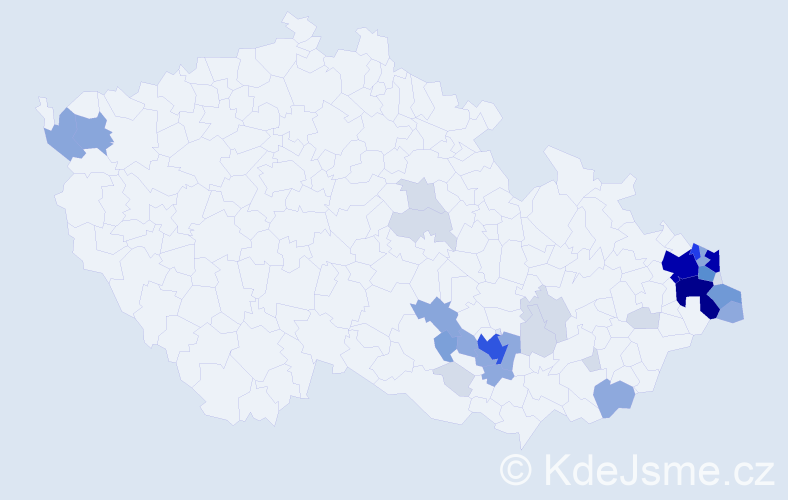 Příjmení: 'Bartečková', počet výskytů 133 v celé ČR