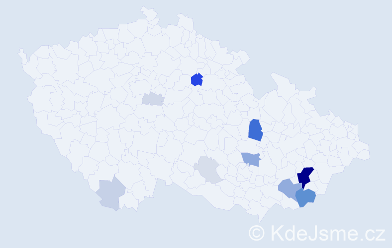 Příjmení: 'Habrovanská', počet výskytů 45 v celé ČR